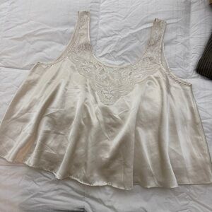 Lily of France Sleepwear Satin Swing Tank Ivory Large